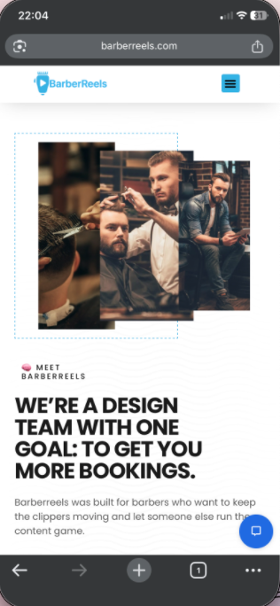 Website section explaining how BarberReels provides done-for-you content for barbers