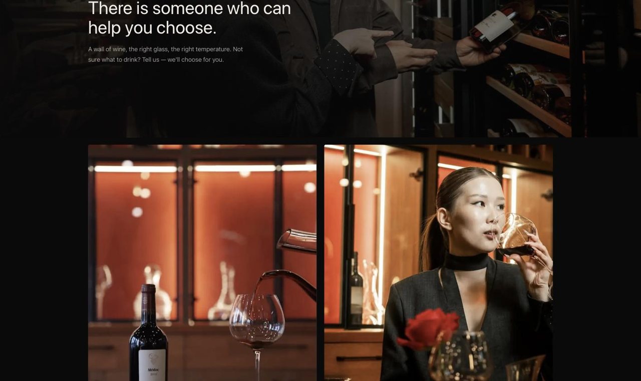 Wine section with sommelier photography